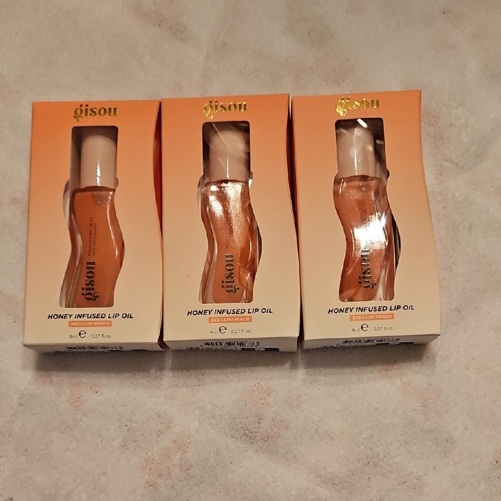 Gisou Honey Infused Lip Oil - bee-lini peach x 3
